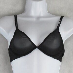 NWT Calvin Klein Women's Sheer Marquisette Unlined Plunge Bra, Black